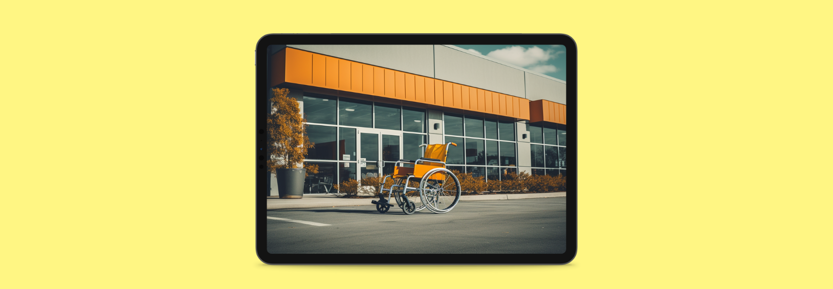 Wheelchair in a self storage parking lot