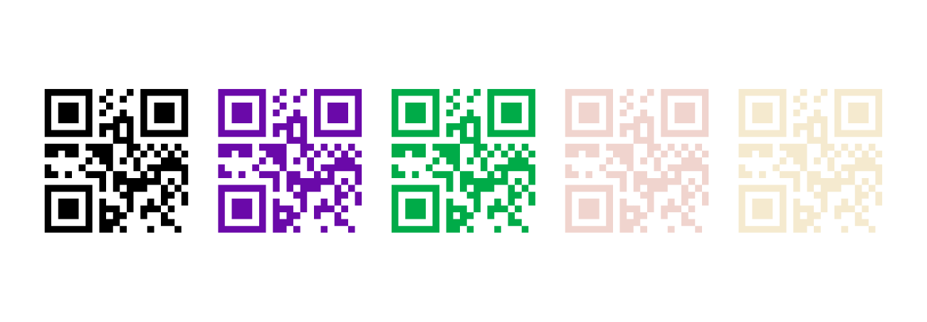 a row of qr codes in different colors