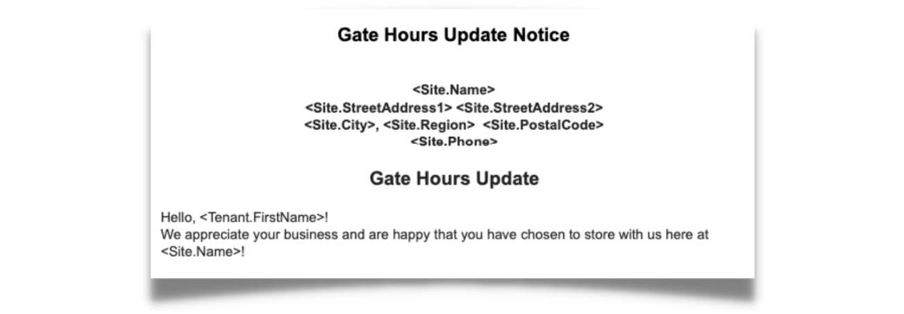 Gate Hours Update Notice SAMPLE