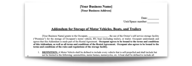 sample screenshot of the addendum template