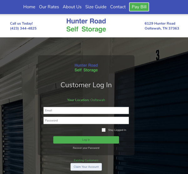 Hunter Road Self Storage Portal Login