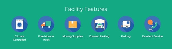 An example of feature driven copy used on Storage Facility websites created by StoragePug.