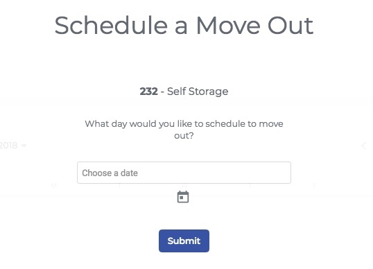 In the StoragePug Self Storage payment portal tenants can schedule a move out date.