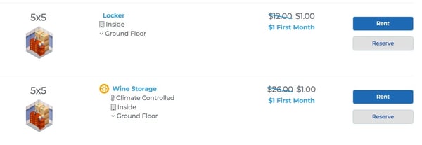 You can set up discounts in your self storage management software and your StoragePug website will immediately show them.