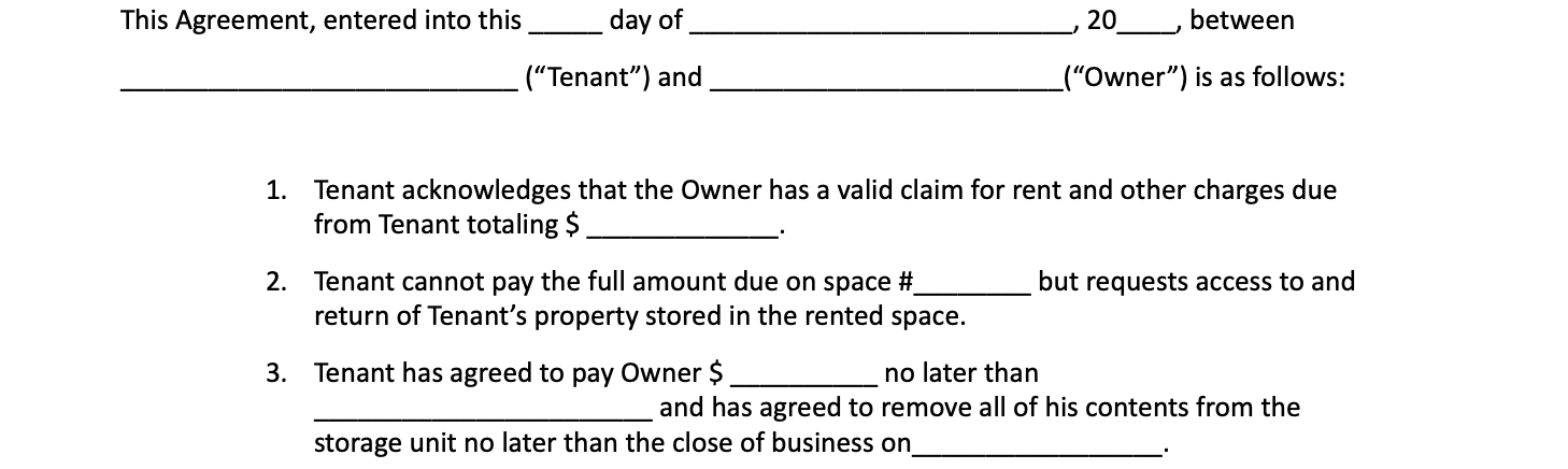 Self Storage Settlement and Release Agreement-1