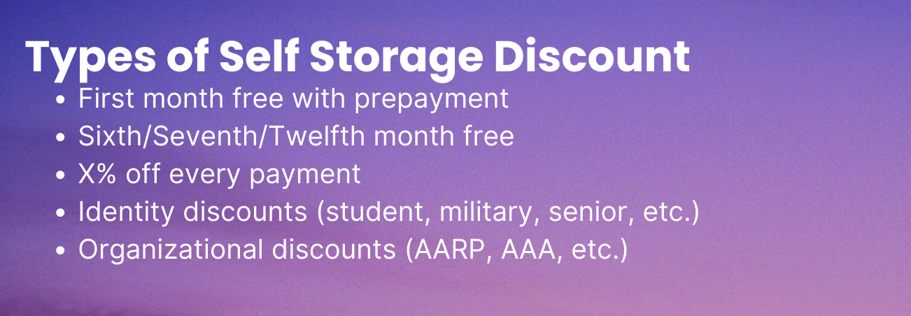 Types of Self Storage Discount