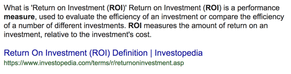 Return On Investment