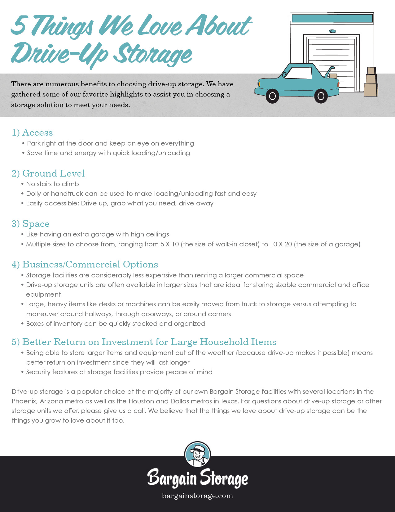 DriveUp Storage Benefits [CHECKLIST] Bargain Storage