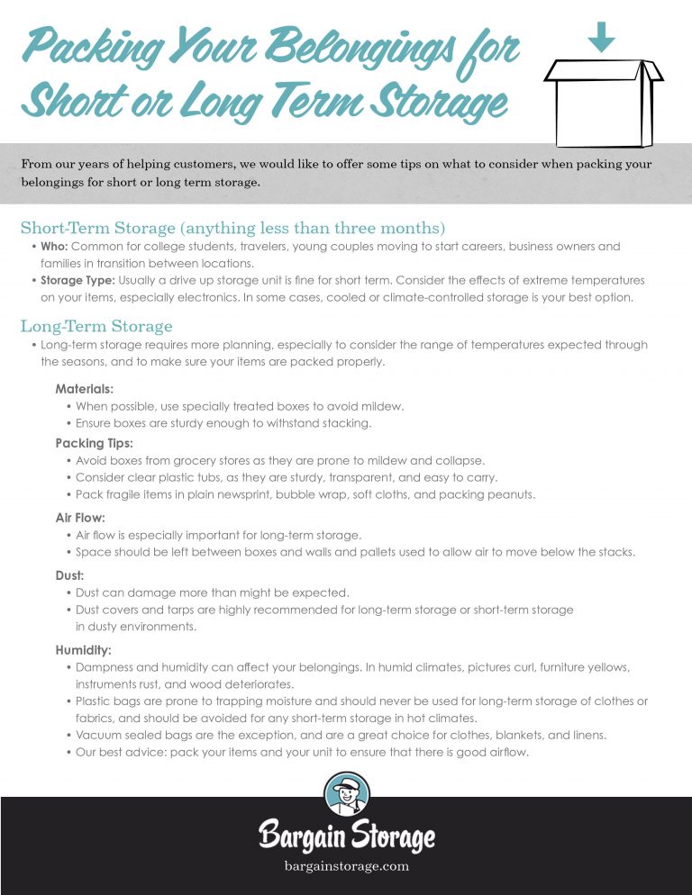 ShortTerm vs. LongTerm Storage Helpful Packing Tips [CHECKLIST] Bargain Storage