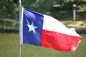 Texas flag blowing in the wind