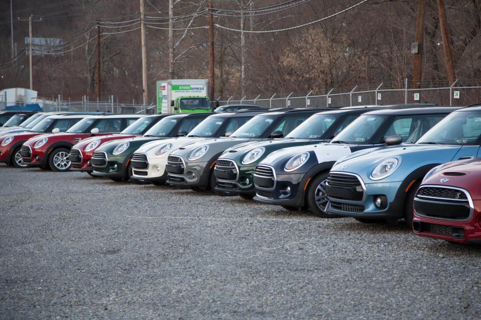 Cars Parked In Outdoor Vehicle Storage