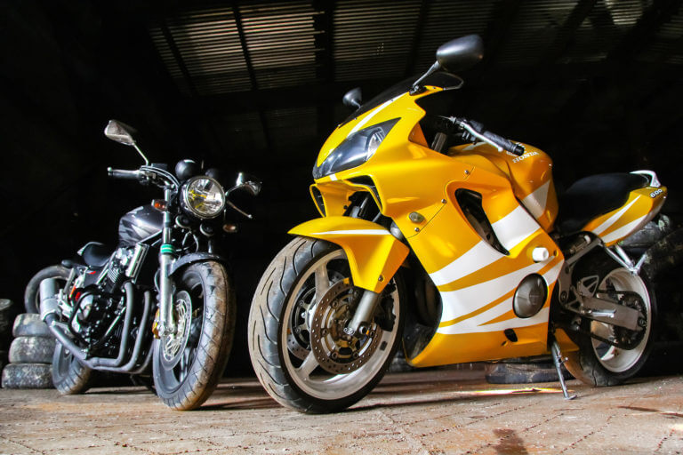 Parked Motorcycles In Self Storage Units